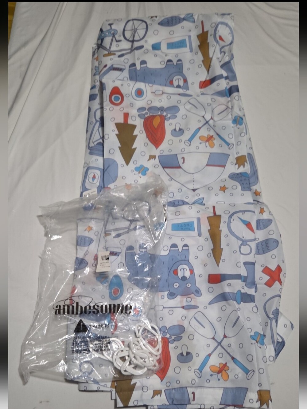 New ambesonne camping themed shower curtain w/hooks #18
